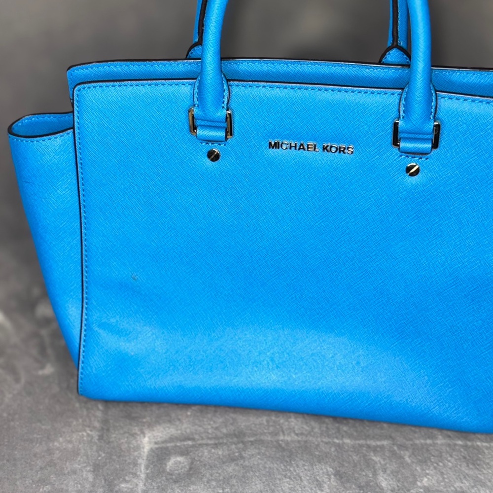 Michael Kors Blue Satchel with Sleek Leather Finish